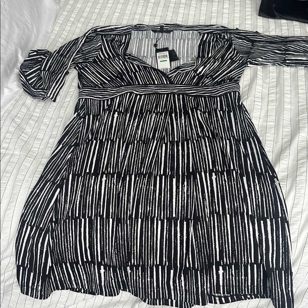 BCBGMaxAzria Monochrome Striped Dress
